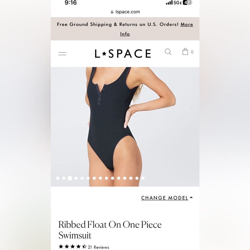 Lspace ribbed float on one piece sz 10 Black